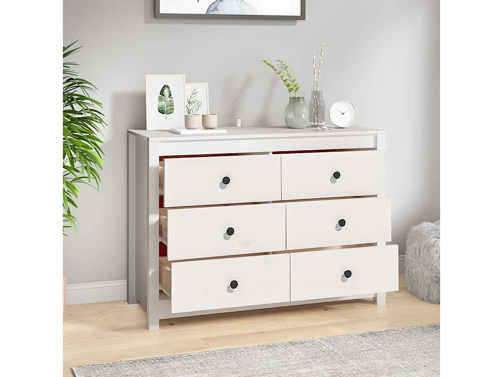 Dressoir 100x40x72 cm massief grenenhout wit