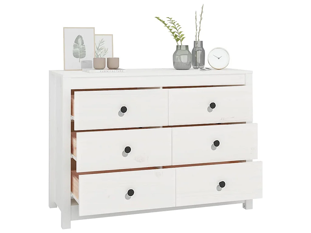 Dressoir 100x40x72 cm massief grenenhout wit