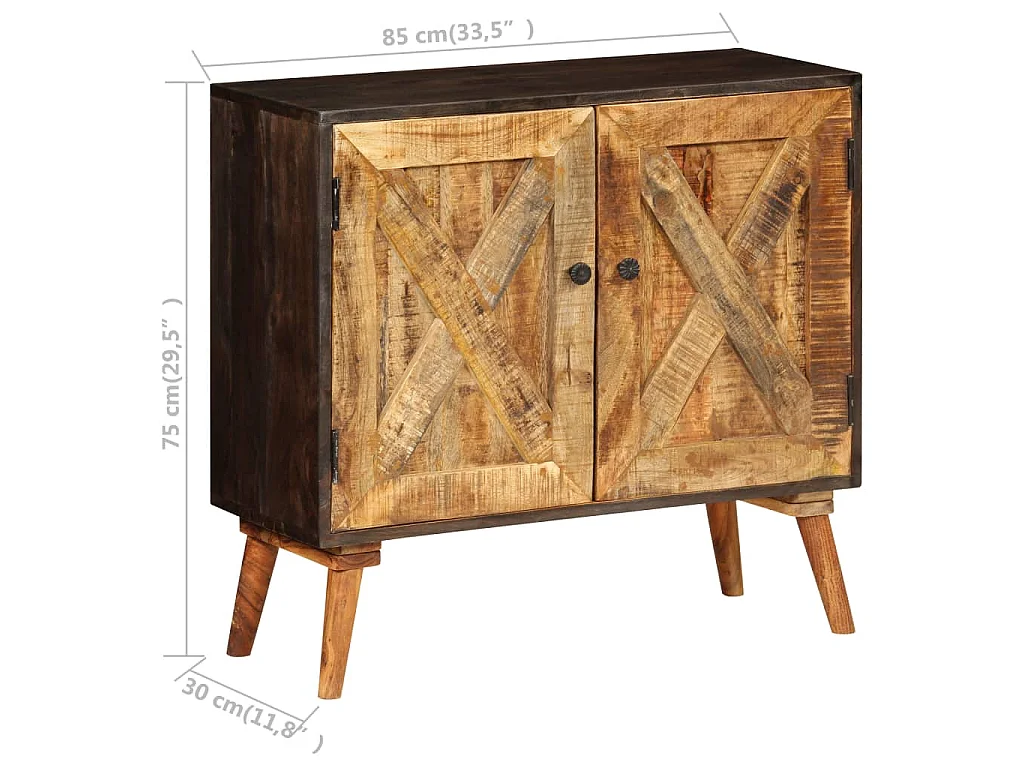 Credenza in Legno Massello di Mango 85x30x75 cm