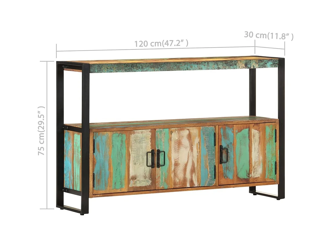 Sideboard 120x30x75 cm Altholz Massiv