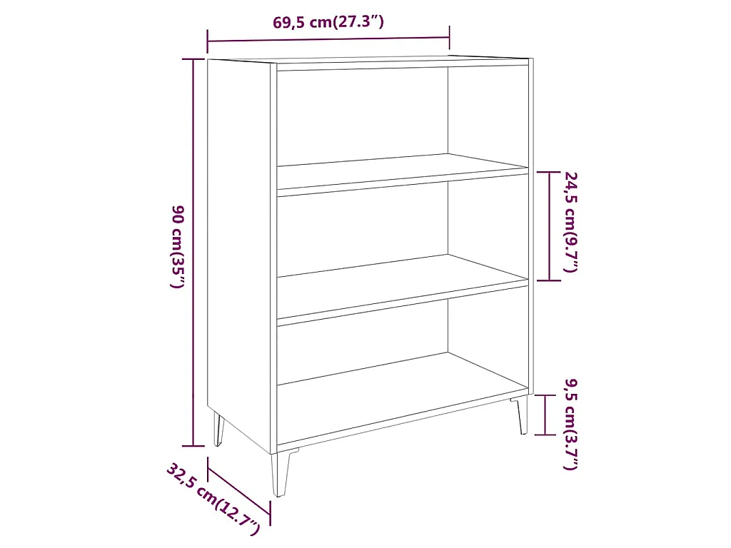 Buffet Gris béton 69,5x32,5x90 cm Bois d'ingénierie