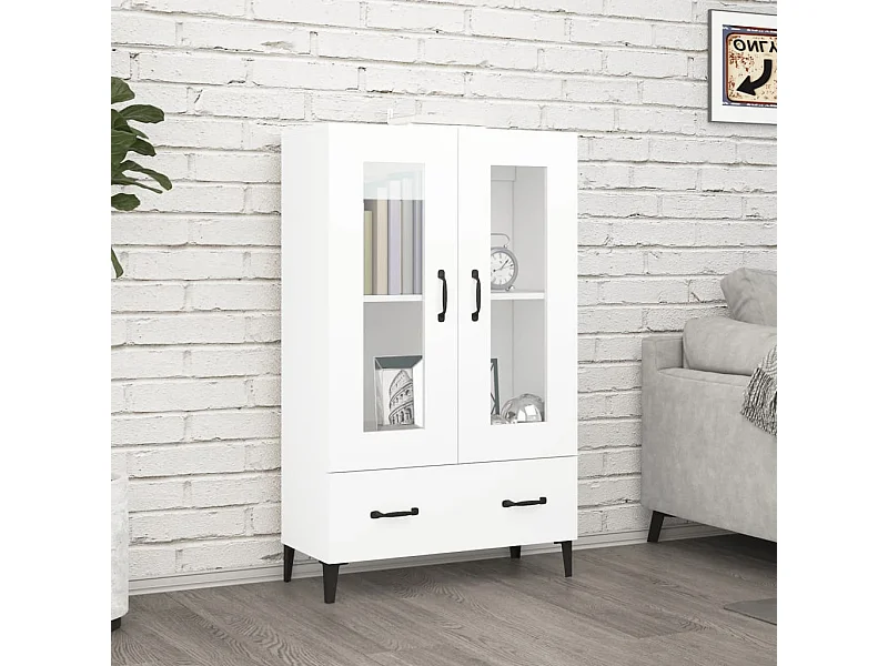 Hoge kast 70x31x115 cm bewerkt hout wit