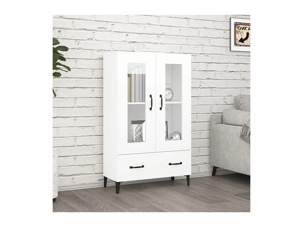 Hoge kast 70x31x115 cm bewerkt hout wit
