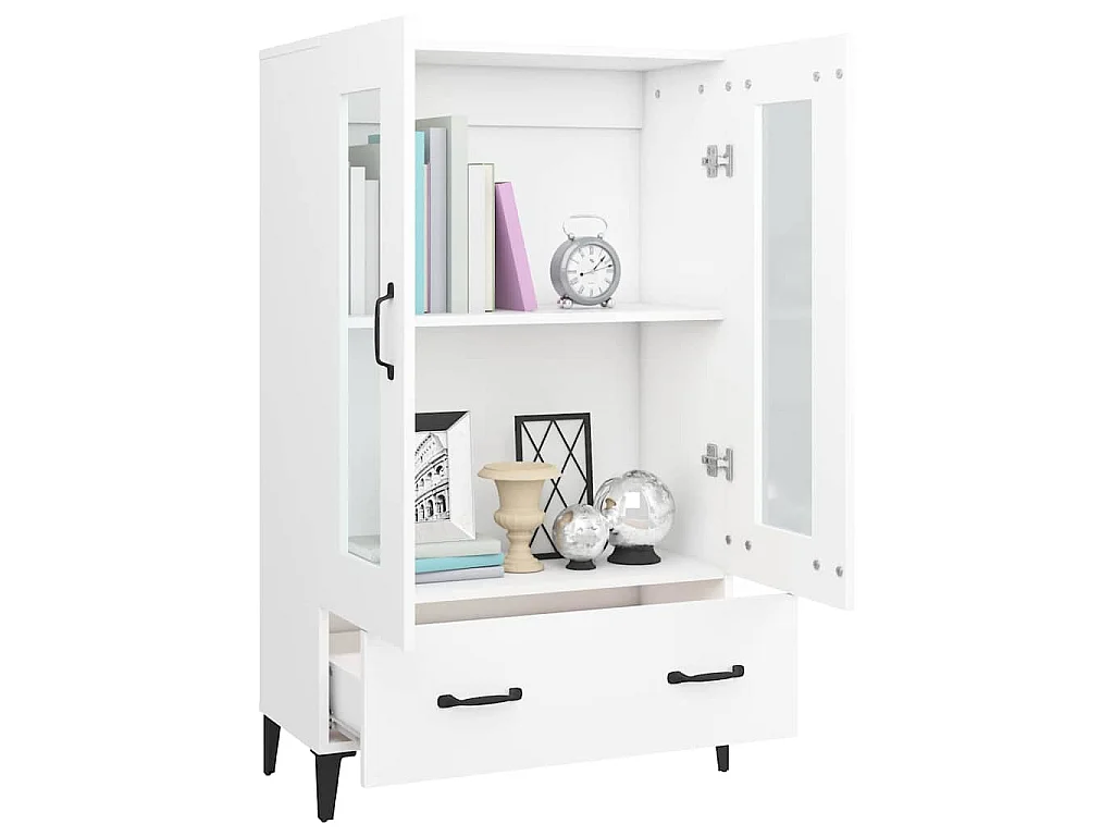 Aparador de madera contrachapada blanco 70x31x115 cm