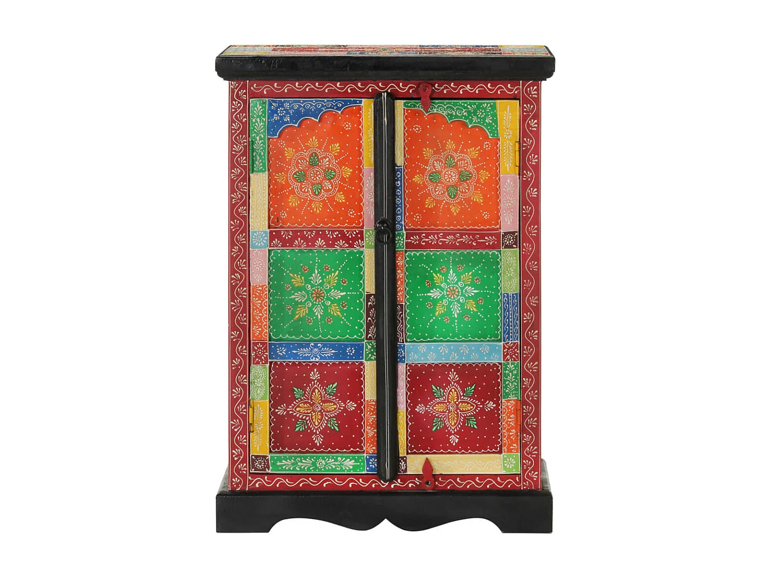 Buffet peint à la main avec portes 53x30x75 cm Bois de manguier