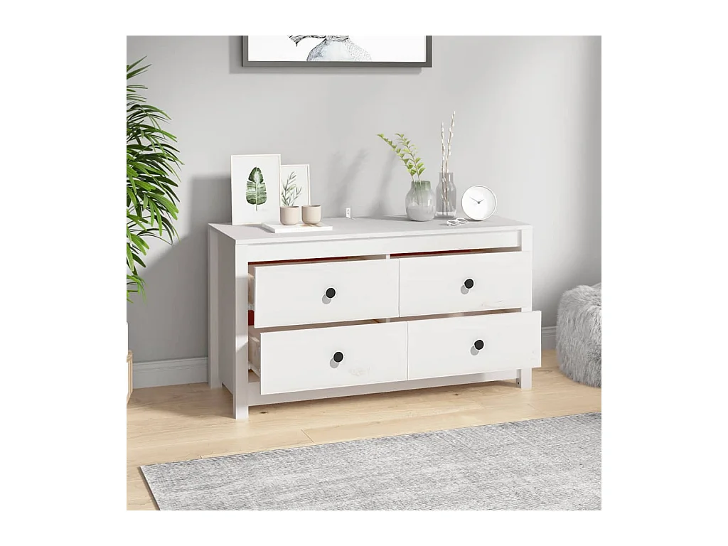 Dressoir 100x40x54 cm massief grenenhout wit