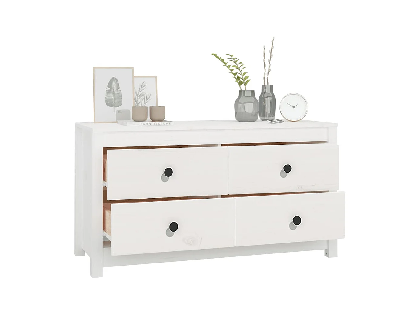 Dressoir 100x40x54 cm massief grenenhout wit