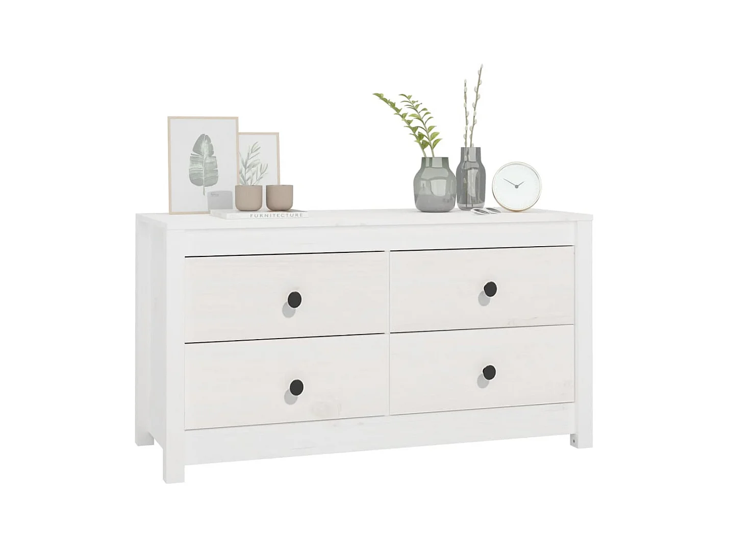 Dressoir 100x40x54 cm massief grenenhout wit