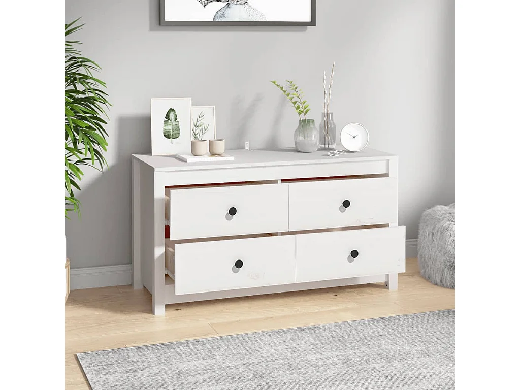 Armário de apoio 100x40x54 cm pinho maciço branco