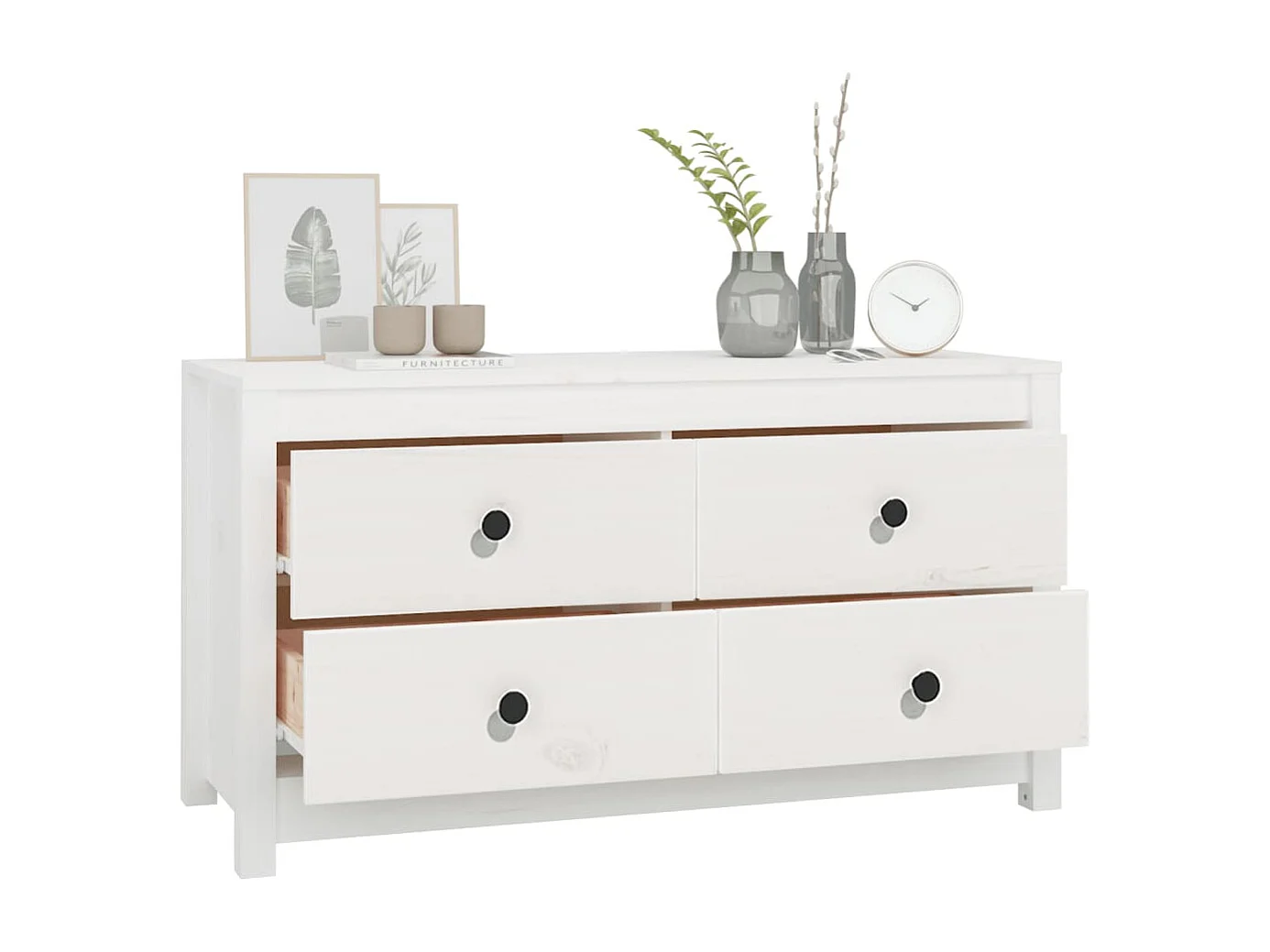 Armário de apoio 100x40x54 cm pinho maciço branco