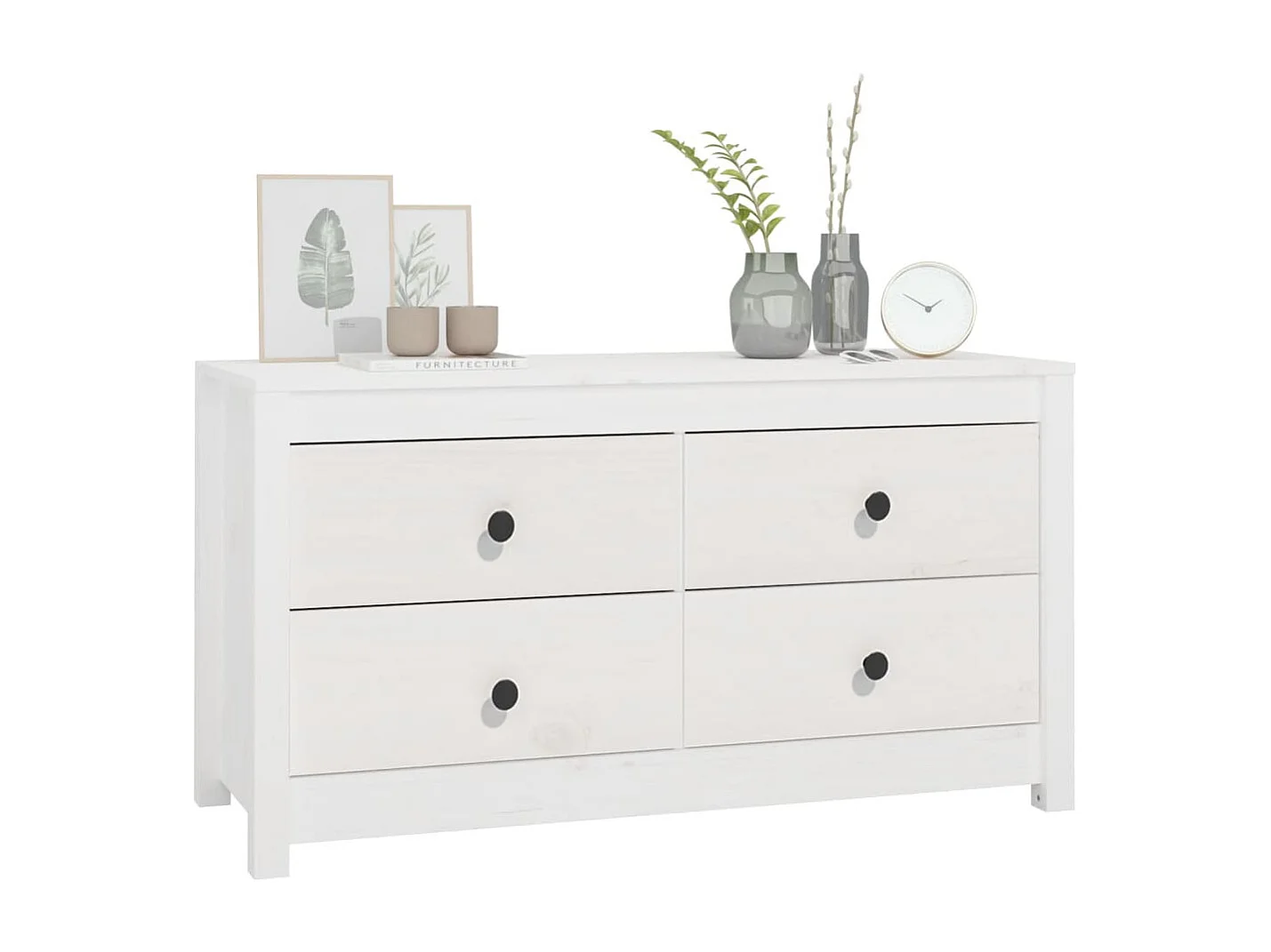 Armário de apoio 100x40x54 cm pinho maciço branco