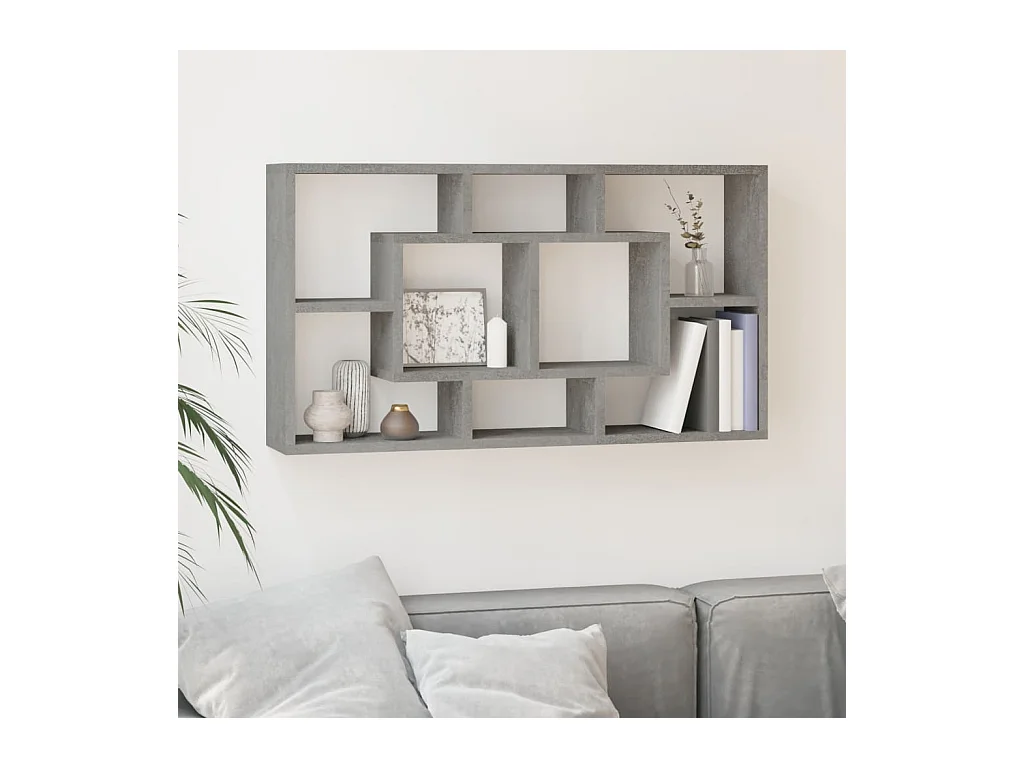 Scaffale a Muro 8 Scomparti Grigio Cemento