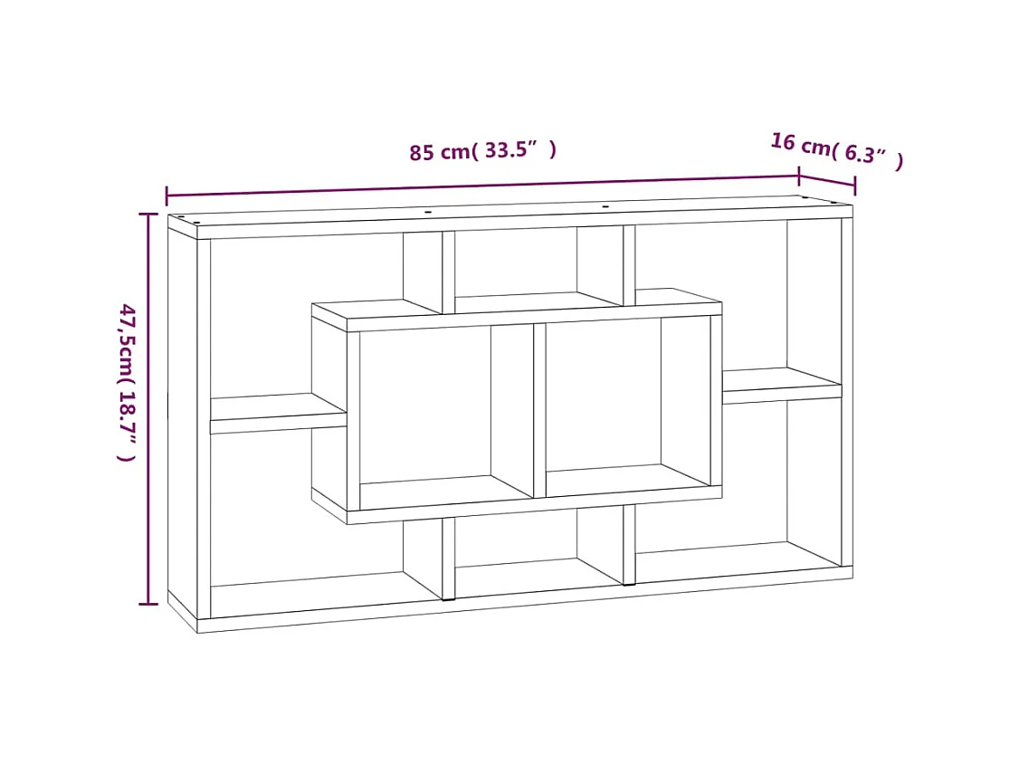 Scaffale a Muro 8 Scomparti Grigio Cemento