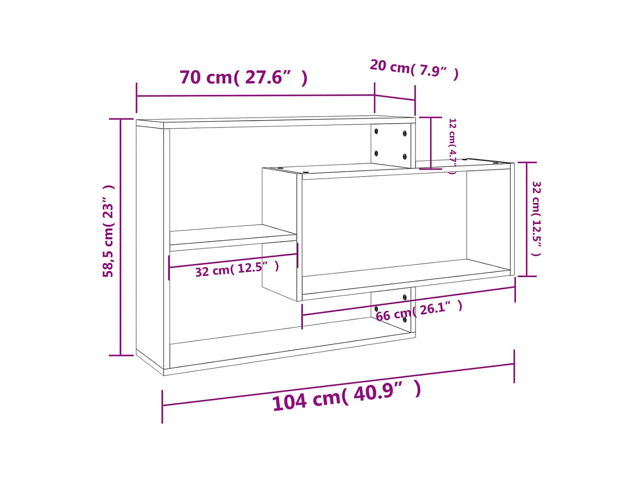 Étagères murales Gris béton 104x20x58,5 cm Bois d'ingénierie