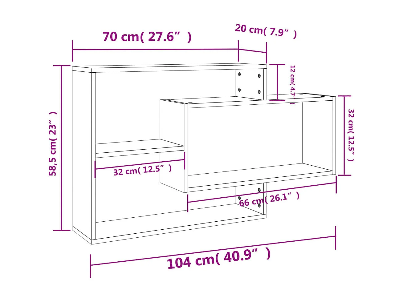 Wandregale Betongrau 104x20x58,5 cm Holzwerkstoff