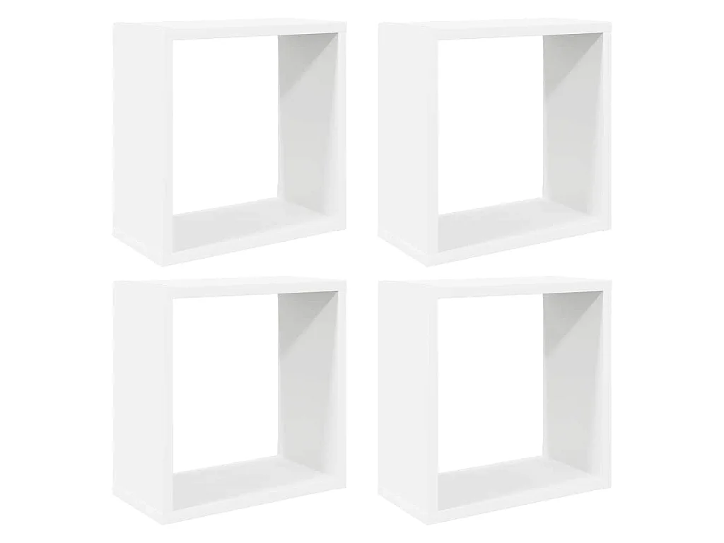 Mensole Parete a Cubo 4 pz Bianche 30x15x30 cm