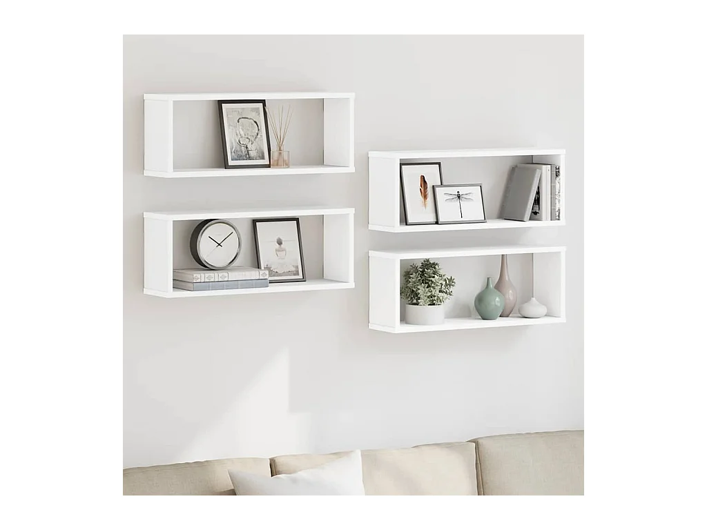 Prateleiras parede forma de cubo 4 pcs derivados madeira branco