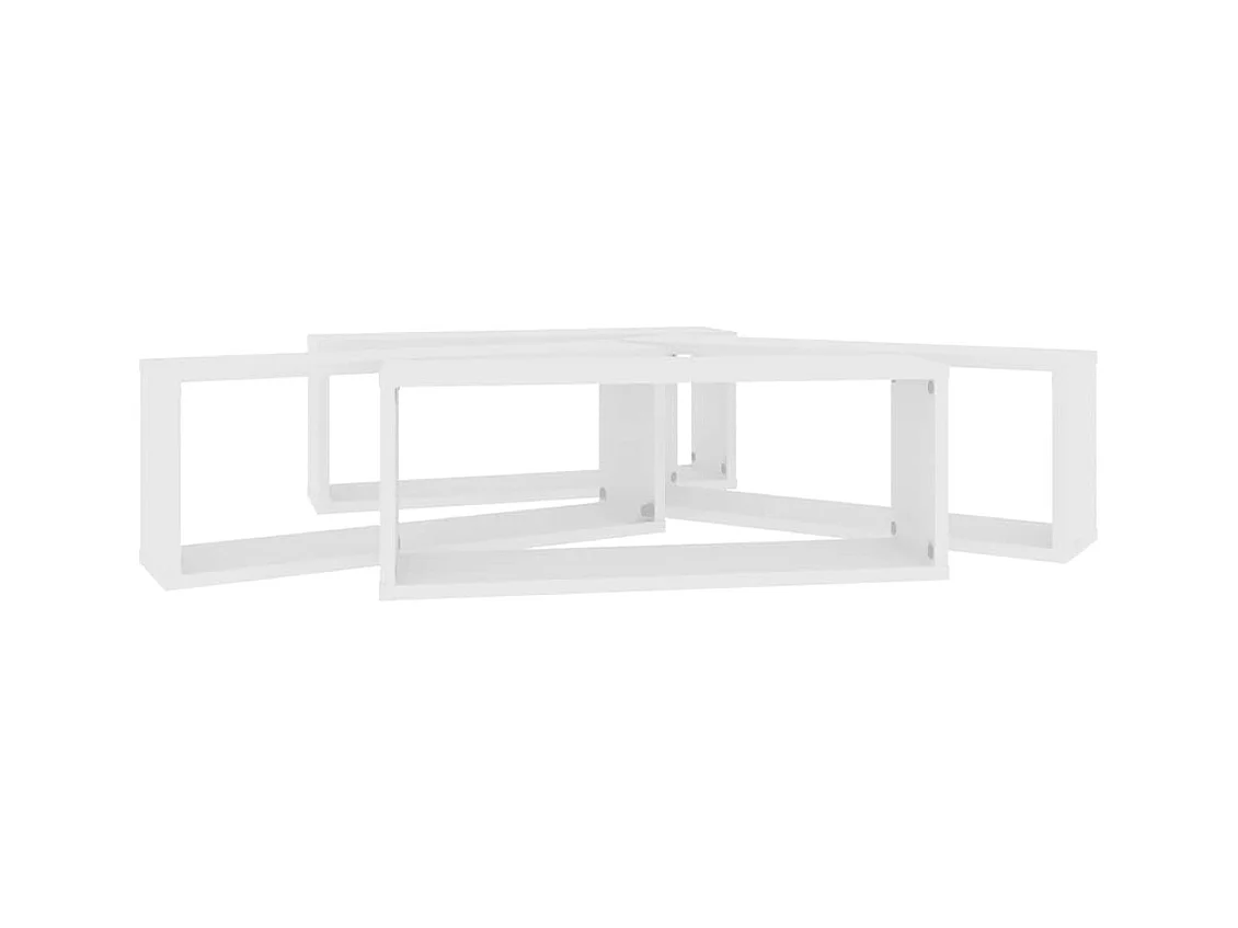 Prateleiras parede forma de cubo 4 pcs derivados madeira branco