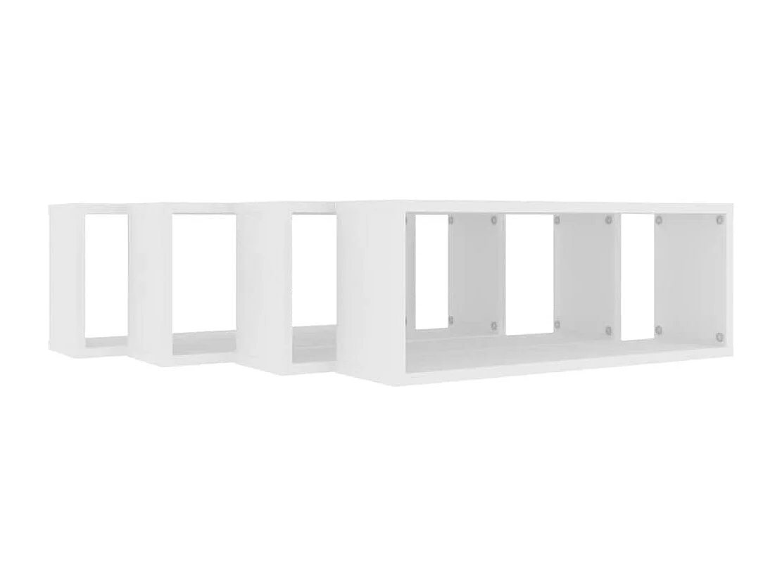 Estante cubo de pared 4 uds contrachapado blanco 60x15x23 cm