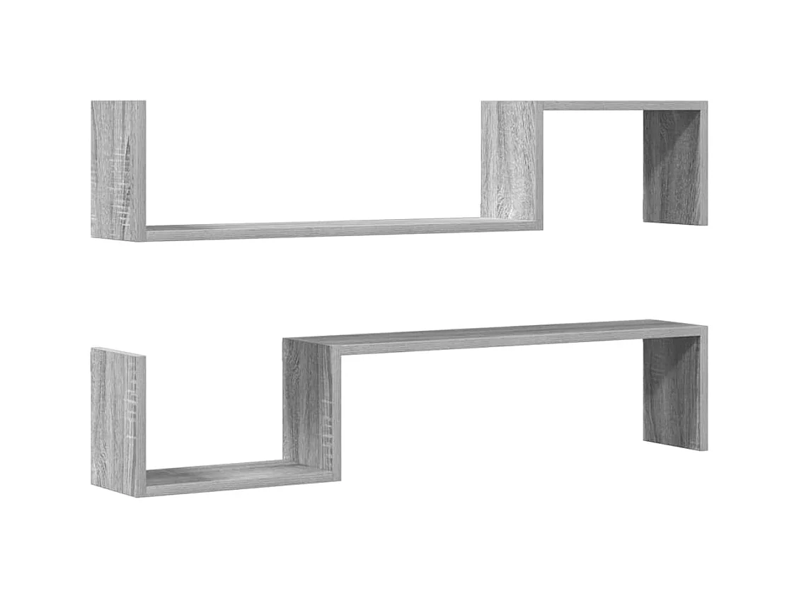 Wandregale 2 Stk. Grau Sonoma 100x15x20 cm Holzwerkstoff