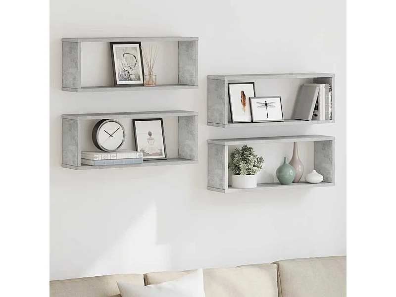 Würfelregale 4 Stk. Betongrau 60x15x23 cm Holzwerkstoff