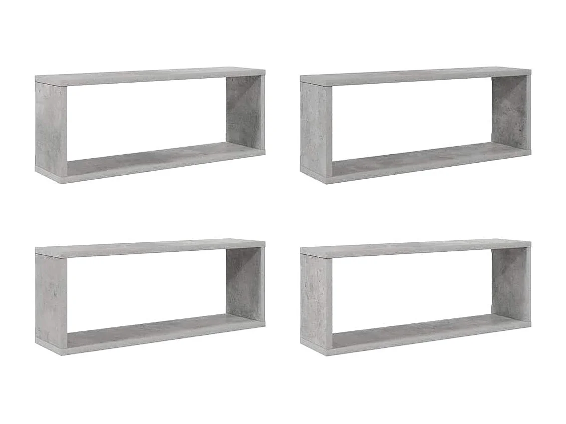 Wandschappen kubus 4 st 60x15x23 cm bewerkt hout betongrijs