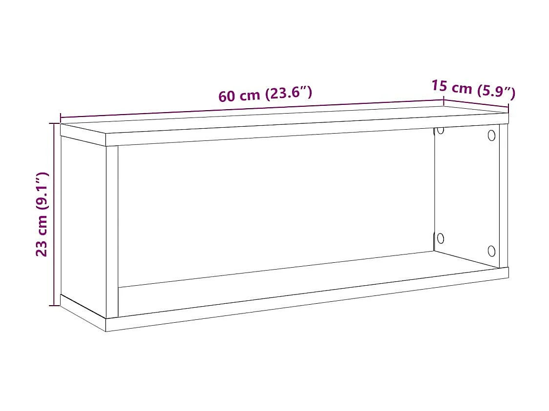 Wandschappen kubus 4 st 60x15x23 cm bewerkt hout betongrijs