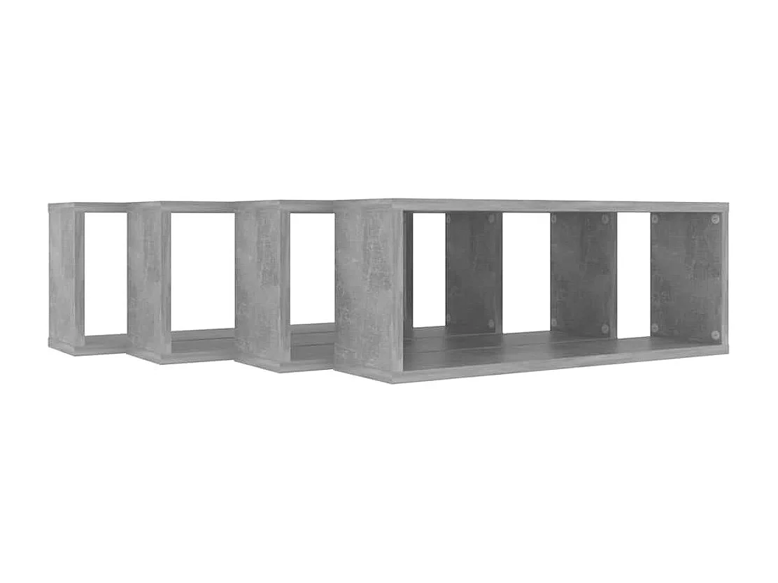 Wandschappen kubus 4 st 60x15x23 cm bewerkt hout betongrijs