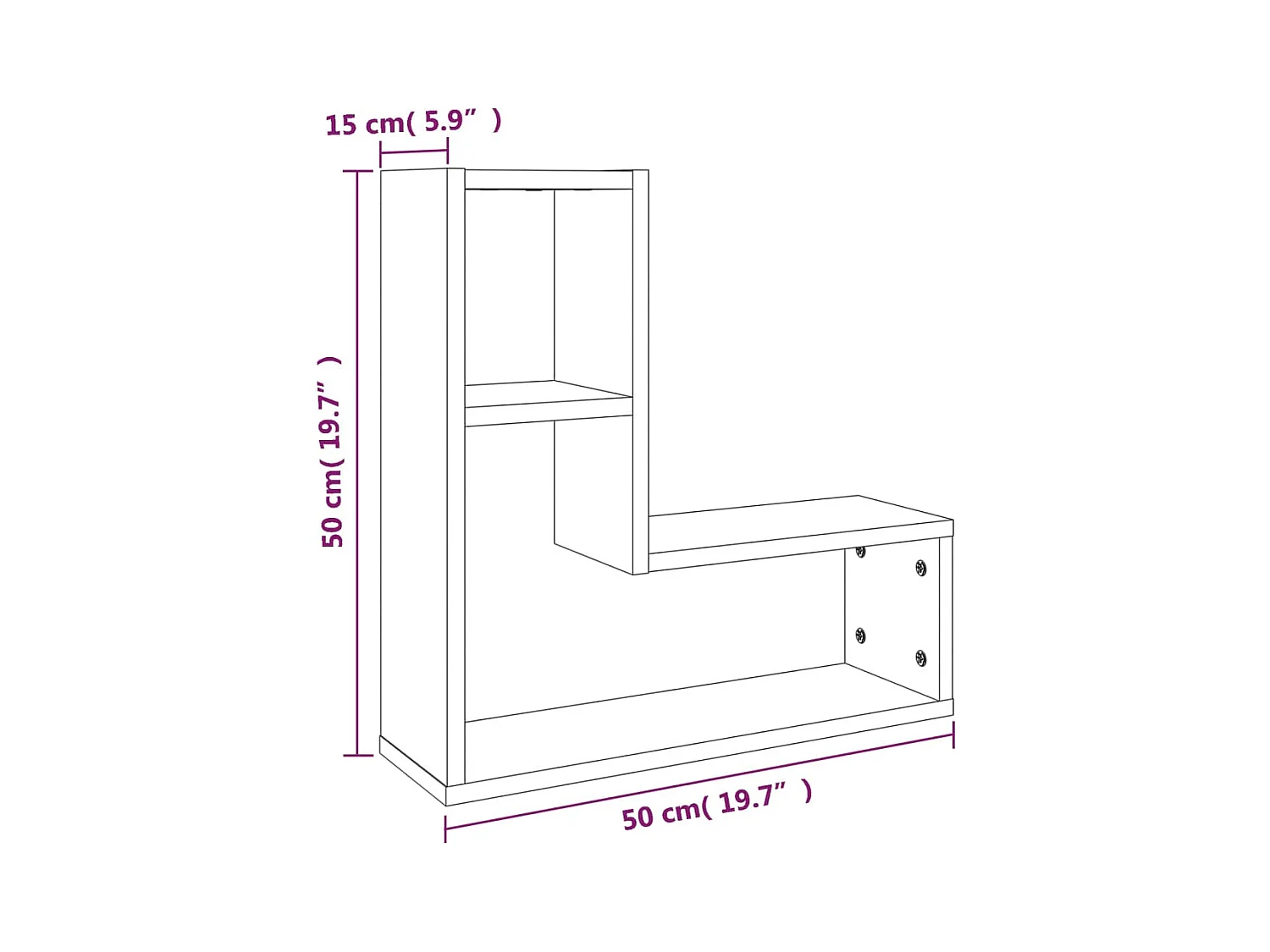 Étagères murales 2 pcs Chêne fumé 50x15x50 cm Bois d'ingénierie