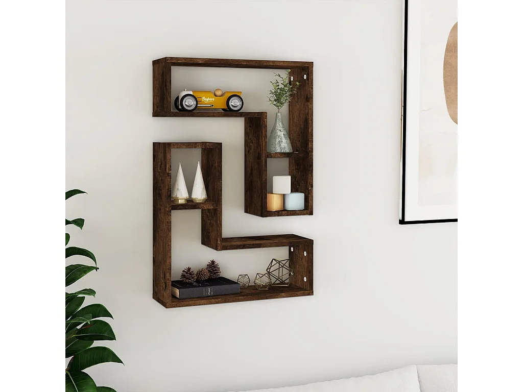 Estantes pared 2 uds madera contrachapada roble humo 50x15x50cm