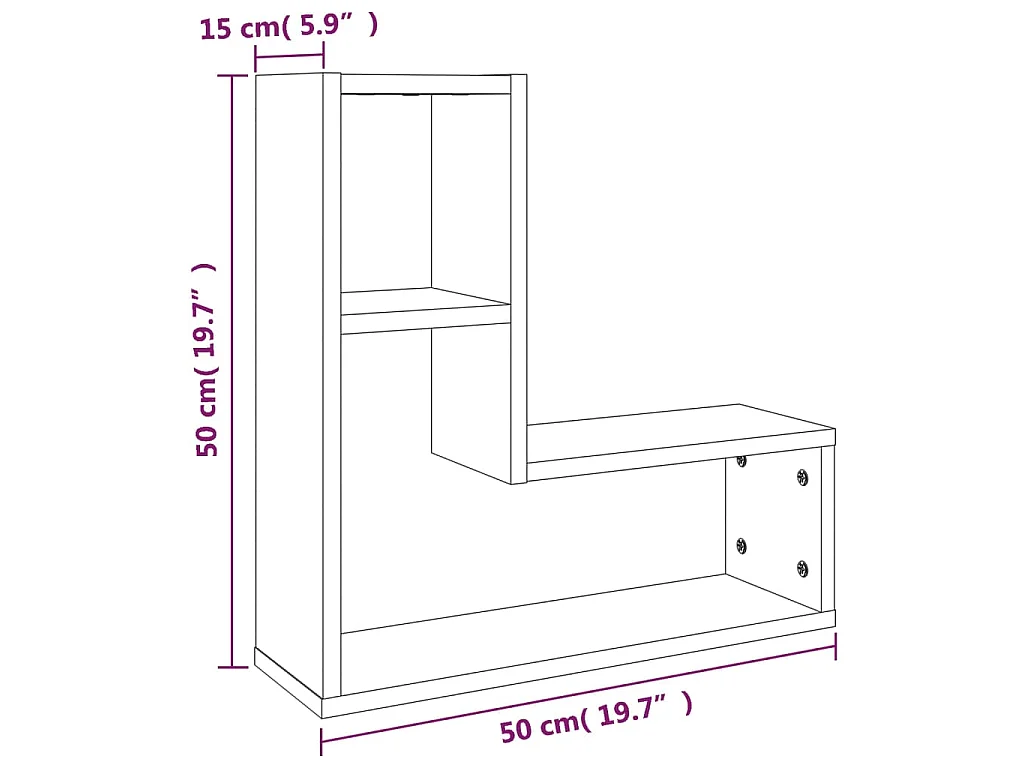 Estantes pared 2 uds madera contrachapada roble humo 50x15x50cm