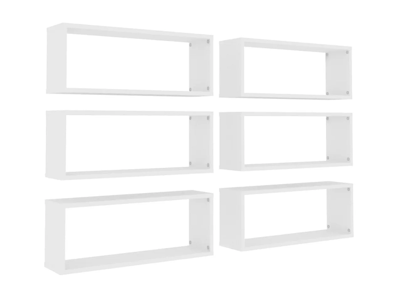 Prateleiras parede forma de cubo 6 pcs derivados madeira branco