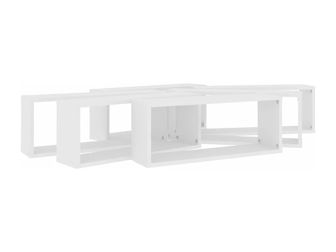 Prateleiras parede forma de cubo 6 pcs derivados madeira branco