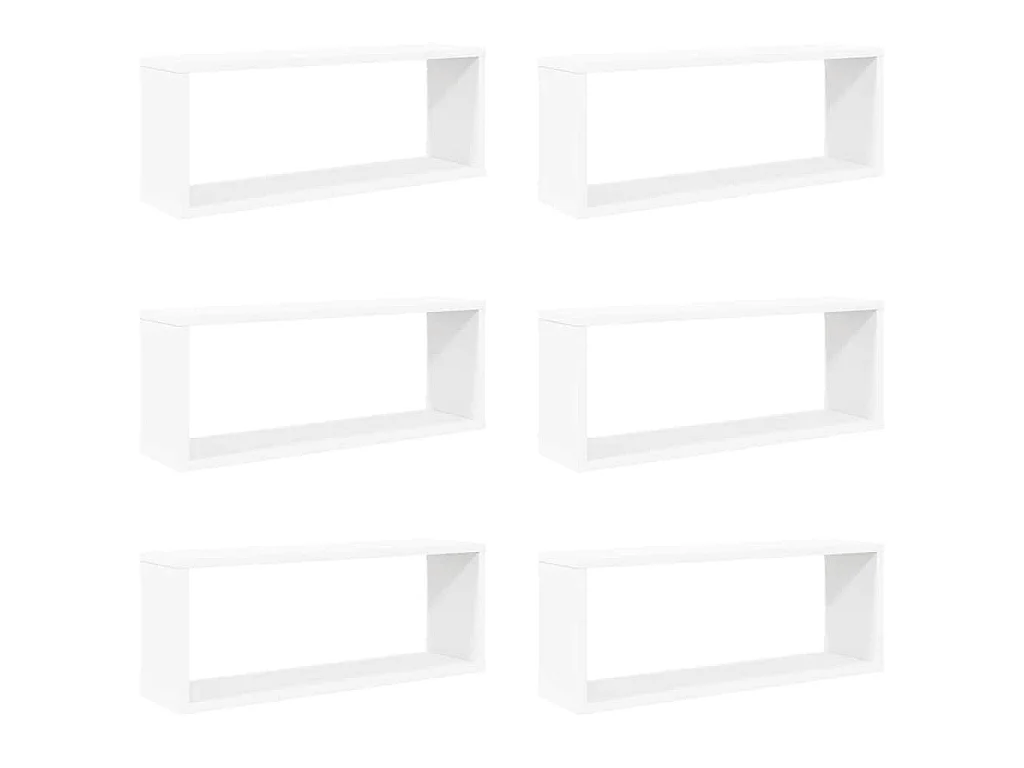 Prateleiras parede forma de cubo 6 pcs derivados madeira branco