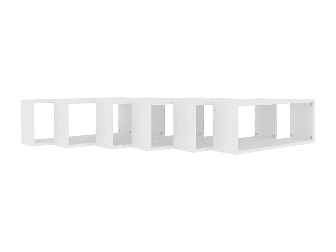 Prateleiras parede forma de cubo 6 pcs derivados madeira branco