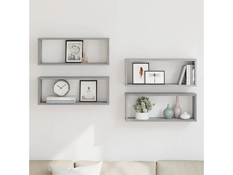 Würfelregale 4 Stk. Grau Sonoma 60x15x23 cm Holzwerkstoff