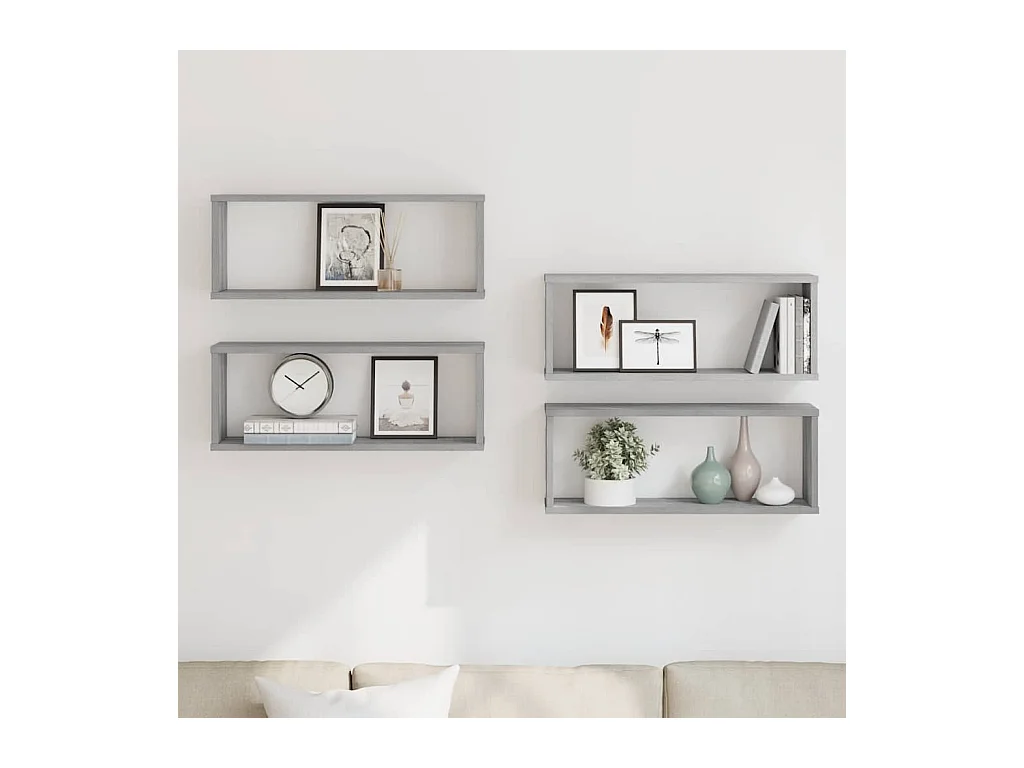 Würfelregale 4 Stk. Grau Sonoma 60x15x23 cm Holzwerkstoff