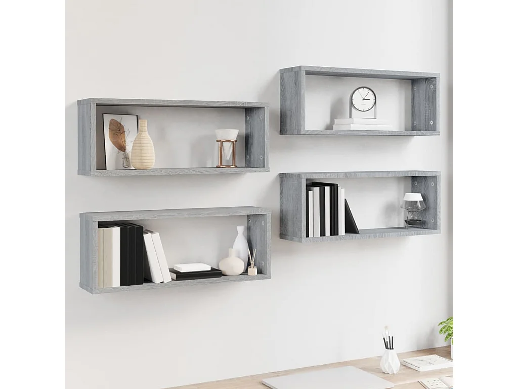 Würfelregale 4 Stk. Grau Sonoma 60x15x23 cm Holzwerkstoff