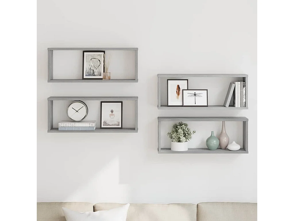 Würfelregale 4 Stk. Grau Sonoma 60x15x23 cm Holzwerkstoff