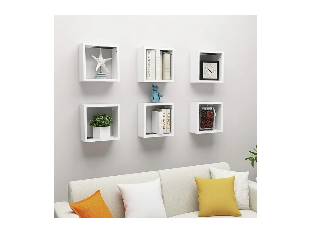 Étagères cube murales 6 pcs blanc 30x15x30 cm