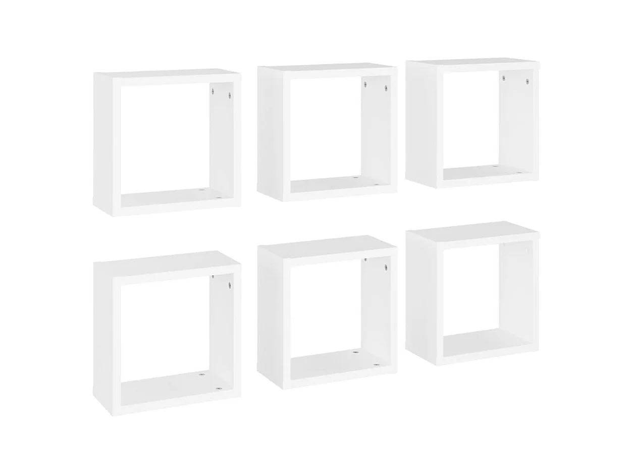 Étagères cube murales 6 pcs blanc 30x15x30 cm