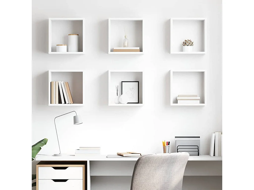 Étagères cube murales 6 pcs blanc 30x15x30 cm