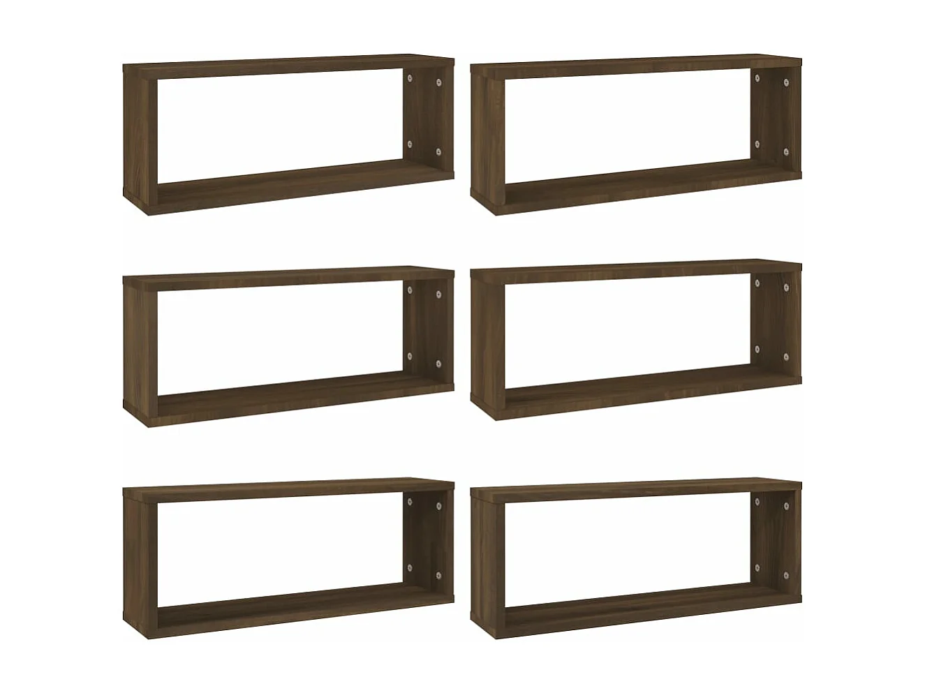 Estantes cúbicos de pared 6 uds madera roble marrón 60x15x23 cm