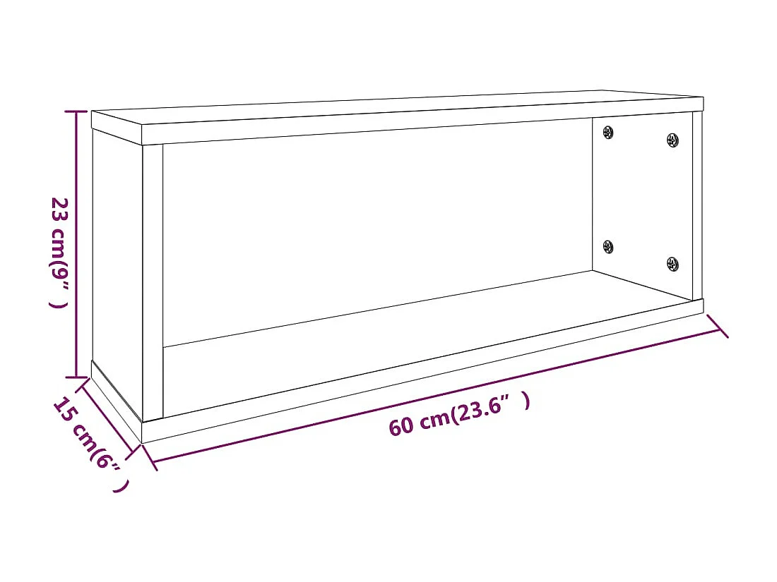Estantes cúbicos de pared 6 uds madera roble marrón 60x15x23 cm