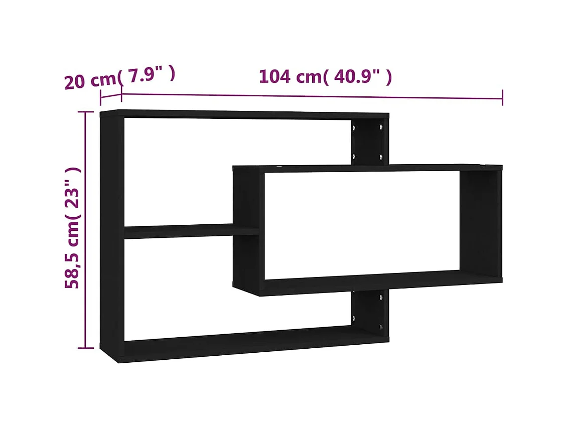 Étagères murales noir 104x20x58,5 cm Bois d'ingénierie