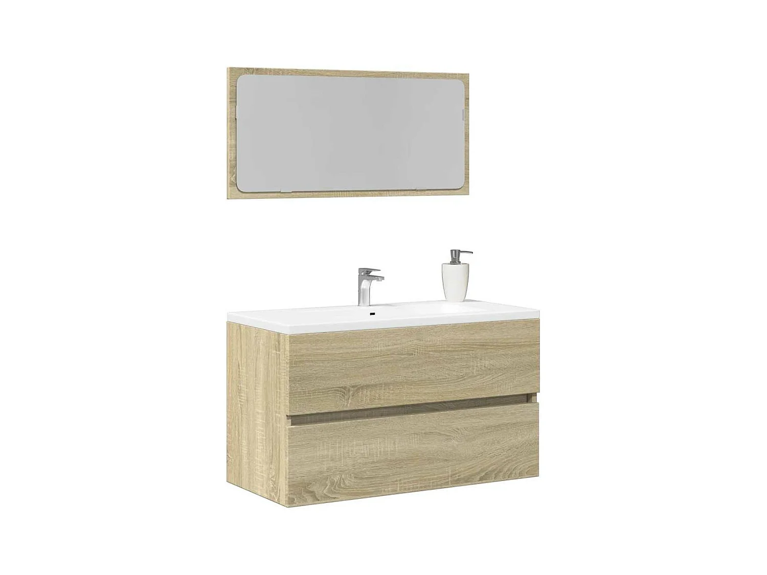 Meuble de salle de bain avec miroir chêne sonoma 80x38,5x45 cm