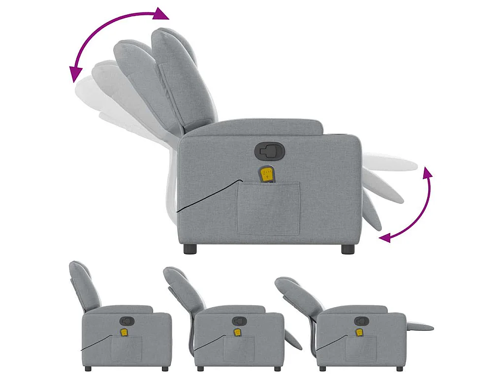 Fauteuil de massage inclinable Gris clair Tissu