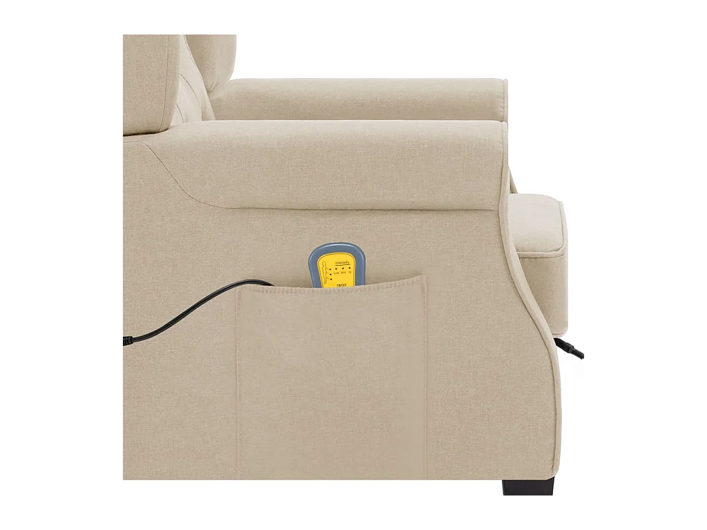 Poltrona Massaggiante con Poggiapiedi Crema in Tessuto