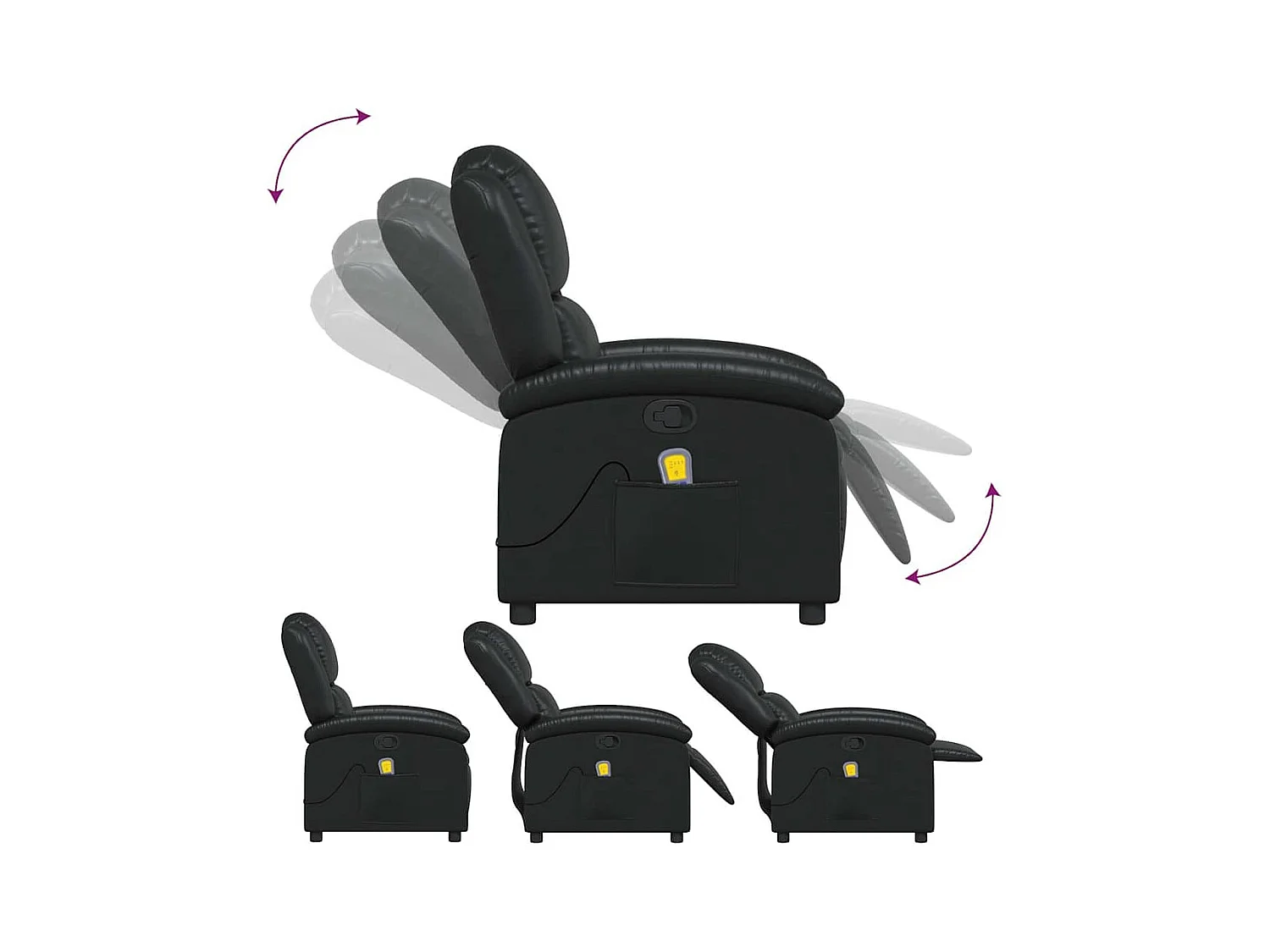 Poltrona de massagens reclinável couro artificial preto