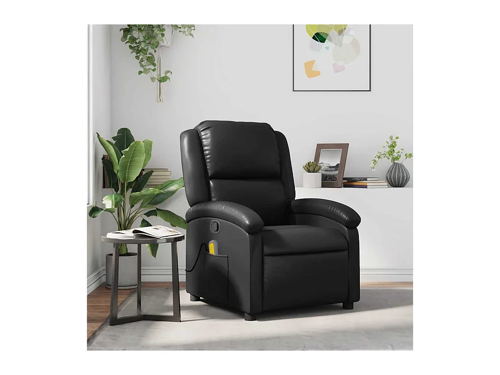 Fauteuil de massage inclinable Noir Similicuir